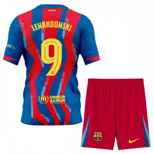 Divisa Barcellona Lewandowski 9 Quarto 2025-26 Maniche Corte - Bambino Divisa Barcellona Lewandowski 9 Quarto 2025-26 Maniche Corte - Bambino