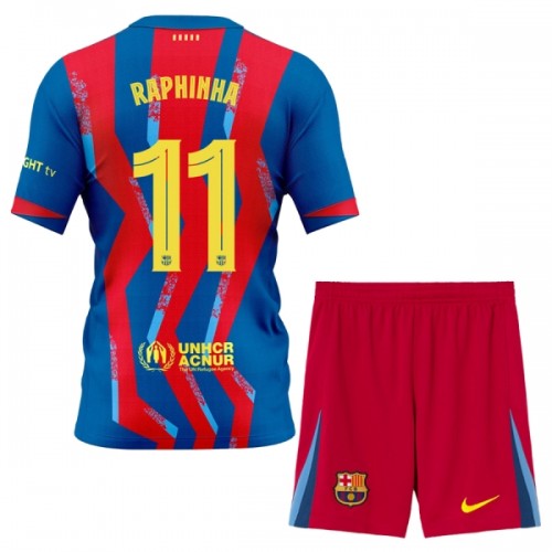 Divisa Barcellona Raphinha 11 Quarto 2025-26 Maniche Corte - Bambino Divisa Barcellona Raphinha 11 Quarto 2025-26 Maniche Corte - Bambino