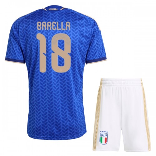 Divisa Italia Barella 18 Primo Mondiali 2026 Maniche Corte - Bambino Divisa Italia Barella 18 Primo Mondiali 2026 Maniche Corte - Bambino