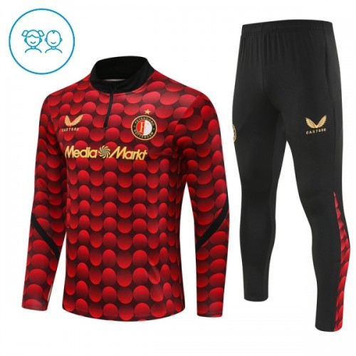 Feyenoord Rotterdam Felpe da Allenamento Quarto-Zip 2025-26 Rossa - Bambino Feyenoord Rotterdam Felpe da Allenamento Quarto-Zip 2025-26 Rossa - Bambino
