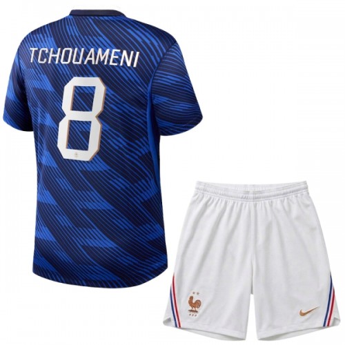 Divisa Francia Tchouameni 8 Primo Mondiali 2026 Maniche Corte - Bambino Divisa Francia Tchouameni 8 Primo Mondiali 2026 Maniche Corte - Bambino