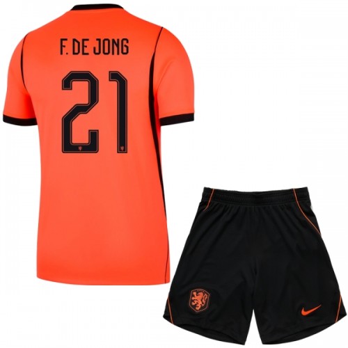 Divisa Paesi Bassi F. De Jong 21 Primo Mondiali 2026 Maniche Corte - Bambino Divisa Paesi Bassi F. De Jong 21 Primo Mondiali 2026 Maniche Corte - Bambino