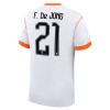 Maglia Paesi Bassi F. De Jong 21 Secondo Mondiali 2026 Maniche Corte - Uomo Maglia Paesi Bassi F. De Jong 21 Secondo Mondiali 2026 Maniche Corte - Uomo