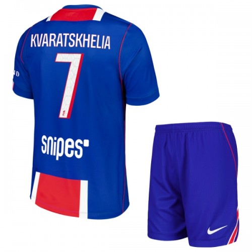 Divisa Paris Saint Germain Kvaratskhelia 7 Primo 2026-27 Maniche Corte - Bambino Divisa Paris Saint Germain Kvaratskhelia 7 Primo 2026-27 Maniche Corte - Bambino