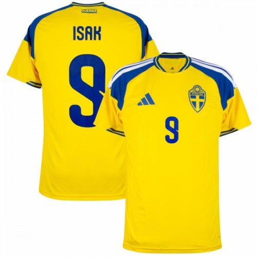 Maglia Svezia Isak 9 Primo Mondiali 2026 Maniche Corte - Uomo Maglia Svezia Isak 9 Primo Mondiali 2026 Maniche Corte - Uomo