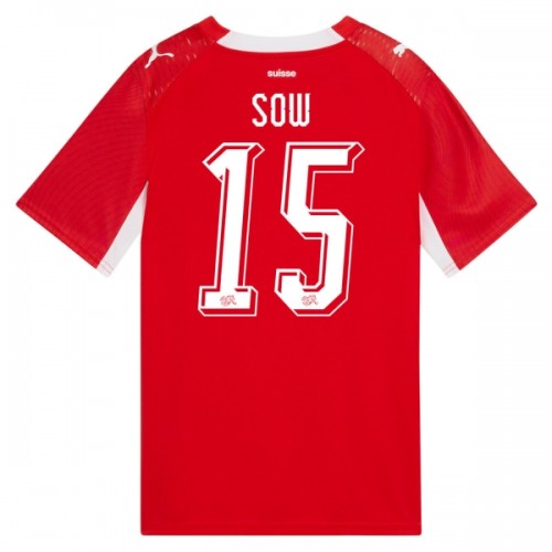 Maglia Svizzera Djibril Sow 15 Primo Mondiali 2026 Maniche Corte - Uomo Maglia Svizzera Djibril Sow 15 Primo Mondiali 2026 Maniche Corte - Uomo