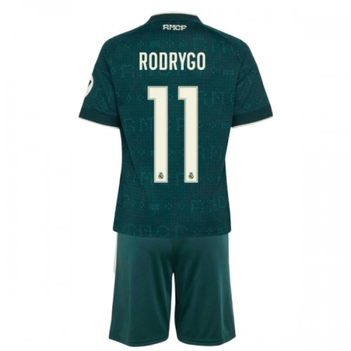 Divisa Real Madrid Rodrygo 11 Secondo 2026-27 Maniche Corte - Bambino Divisa Real Madrid Rodrygo 11 Secondo 2026-27 Maniche Corte - Bambino