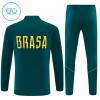 Brasile Felpe da Allenamento Quarto-Zip 2026-27 Verde - Bambino