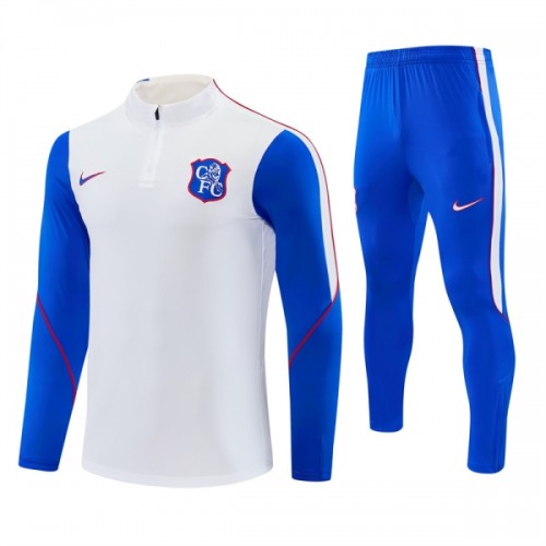 Chelsea Felpe da Allenamento Quarto-Zip 2026-27 Bianca - Uomo Chelsea Felpe da Allenamento Quarto-Zip 2026-27 Bianca - Uomo