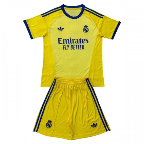 Divisa Portiere Real Madrid 2026-27 Maniche Corte Gialla - Bambino Divisa Portiere Real Madrid 2026-27 Maniche Corte Gialla - Bambino